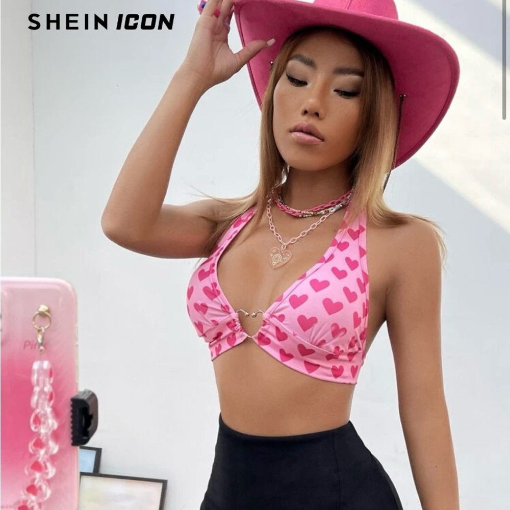 Pink Heart Halter Top XXS